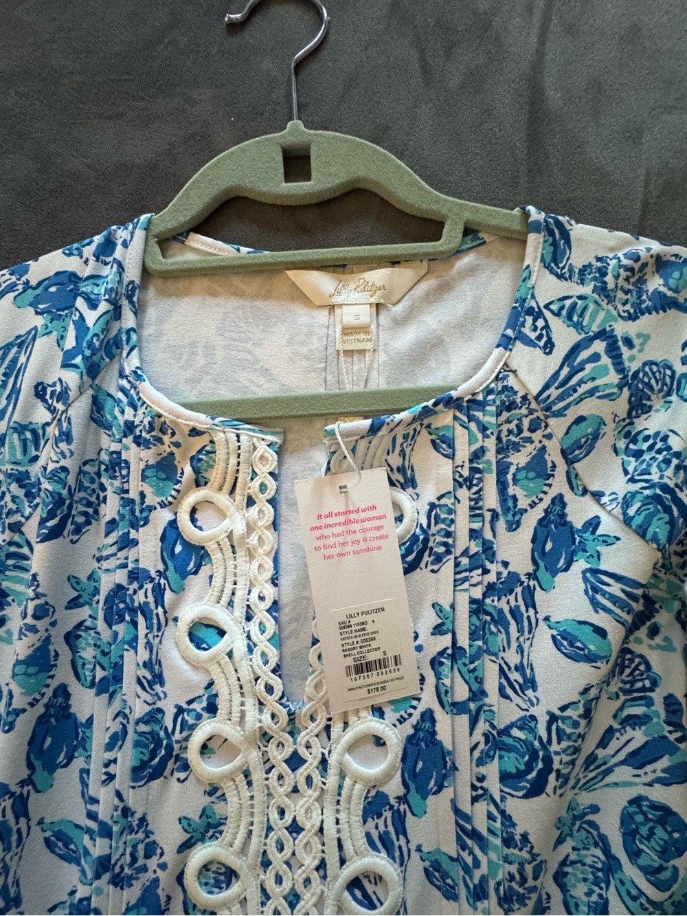 Lilly Pulitzer NWT- Krysta Tunic blue Shell Print Dress, Size S - Picture 2 of 9
